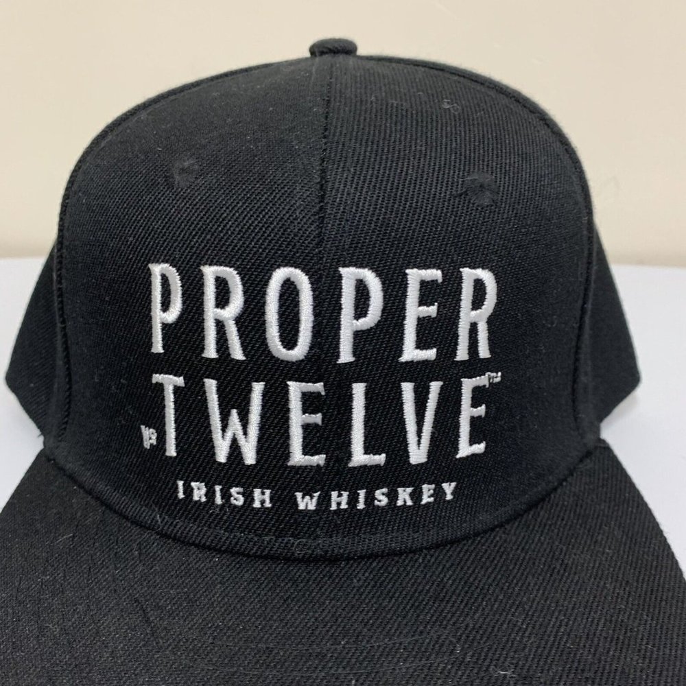 Proper No Twelve 12 Irish Whiskey Black Embroidered Snapback Cap Adjustable￼